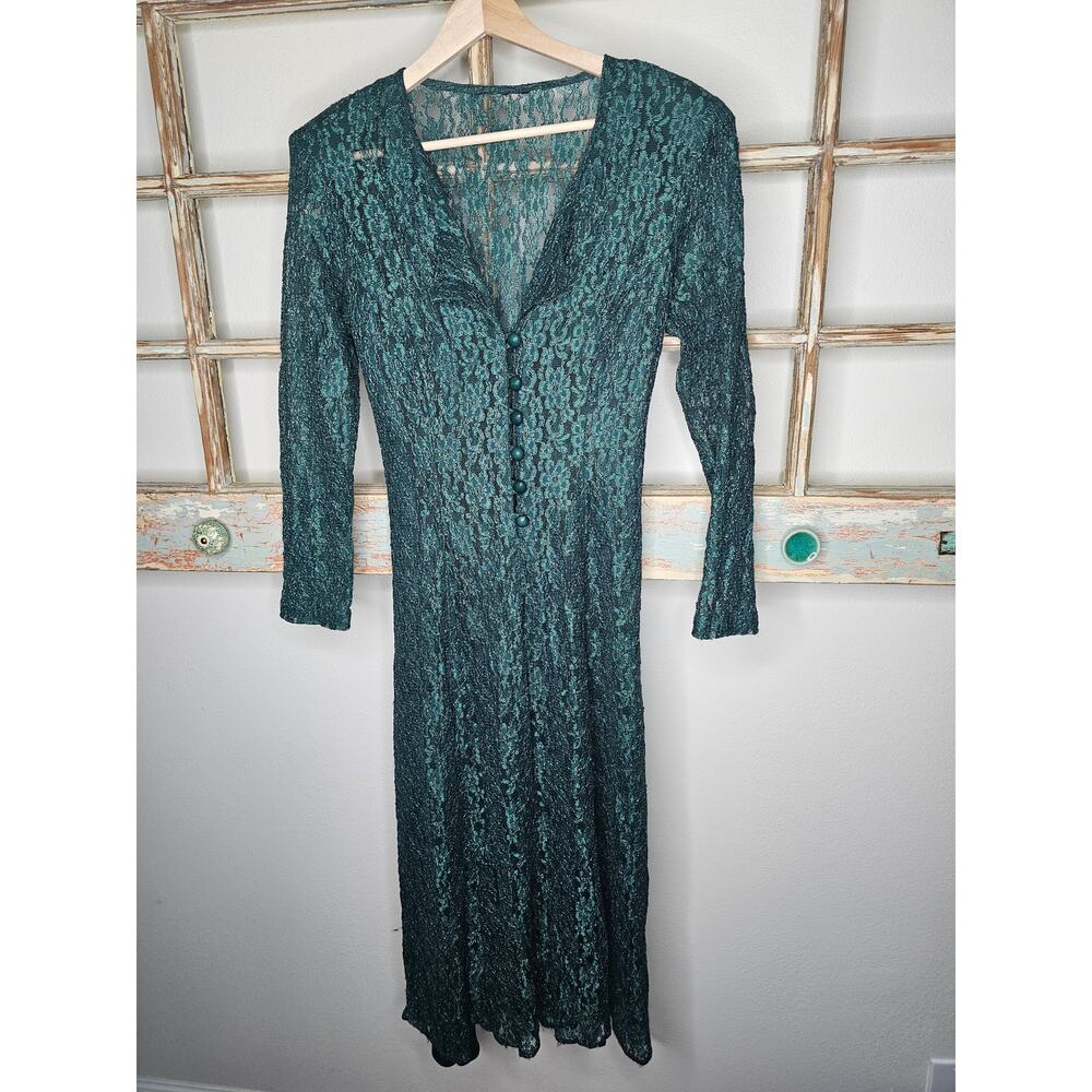 Vintage Green Lace Midid Dress with Green Slip Dress Size 5/6